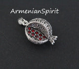 Pomegranate pendant red zircon stones STERLING SILVER 925