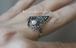 Set of 8 rings Sterling silver 925 Adjustable With artificial white pearl stones