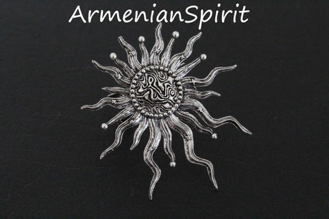 Silver sun ring 925 with long rays black silver Handmade