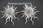 Silver sun set 925 Earrings English lock and ring black silver