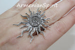 Silver sun ring 925 with long rays black silver Handmade