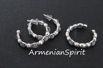 Vintage inspired small hoop earrings stud SILVER 925