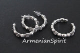 Vintage inspired small hoop earrings stud SILVER 925