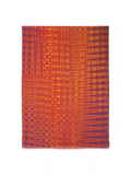 Patterned indian duppata style long orange shawl with orange and purple design on a white background
