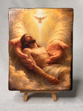 13x17 cm Wooden handmade icon Jesus Christ after the Crucifixion