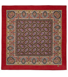Decorative red merino wool scarf with intricate paisley pattern