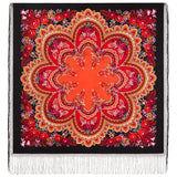 Premium quality Scarf 58'' square 100 % merino wool red flowers big 2137