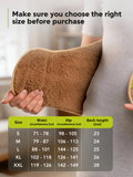 A picture showing a size chart with all dimensions for a woolen sheep wool medical waist belt.