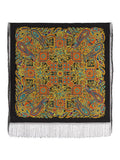Colorful paisley patterned scarf with black background