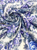 Close-up of blue and purple merino wool shawl pattern