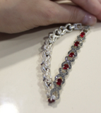 Silver 925 Bracelet red stones Marcasite