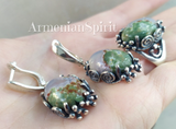 Earrings Ring landscape agate Silver 925