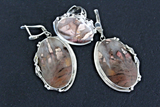 Ring Earrings gemstone jasper Silver 925