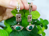 Set Earrings Ring silver 925 malachite