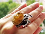 Buy extra big ring massive with large eye catching citrine druse crystal gemstone. Silver rings with big druse gem.