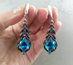 Earrings Sterling silver 925 blue zircon