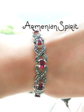 Silver 925 Bracelet red stones Marcasite