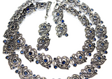 Necklace Sterling silver 925 marcasite blue topaz