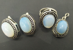 Silver 925 earrings ring pendant moonstone