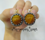 Silver 925 Earrings Ring Yellow agate