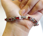 Silver 925 Bracelet red stones Marcasite