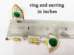 Set Earrings Ring silver 925 malachite