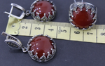 Silver 925 marcasite Earrings Ring carnelian brown