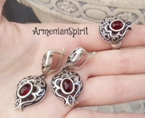 Pomegranate earrings silver 925 red garnet