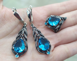 Earrings Sterling silver 925 blue zircon