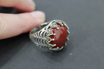 Silver 925 marcasite Earrings Ring carnelian brown