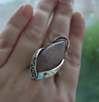 Sterling silver 925 Pink violet rose quartz Earrings Ring