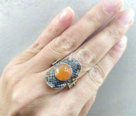 Ring Silver 925 carnelian gem