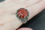 Silver 925 marcasite Earrings Ring carnelian brown