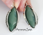 Ring Sterling silver 925 Green jade natural