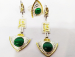 Set Earrings Ring silver 925 malachite