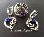 Sterling silver 925 sapphire blue Earrings Ring