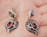 Pomegranate earrings silver 925 red garnet