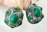 Silver 925 Green quartz Dome ring Earrings