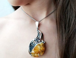 Large pendant with citrine yellow druse crystal buy online.