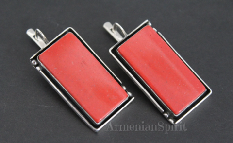 Earrings silver 925 sponge coral