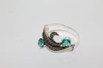 Ring women Sterling silver 925 Green stones