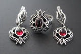 Pomegranate earrings silver 925 red garnet