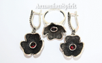 Silver 925 set earrings ring flowers