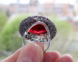 Ring Silver 925 red topaz