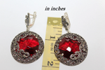 Large earrings Silver 925 red topaz