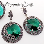 Earrings Silver 925 green topaz Armenian Spirit