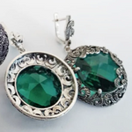 Emerald green earrings with marcasites