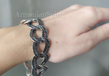 Crafted from high quality sterling silver, this bracelet exudes a touch of Armenian spirit with its intricate marcasite design. The large links make it the perfect gift for the bg jewelry lover in your life. Embrace your gothic style with this stunning piece.