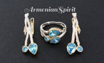 Set earrings ring Silver 925 blue