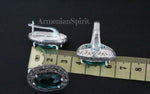 Earrings Ring green topaz Silver 925 Marcasite Armenian Spirit